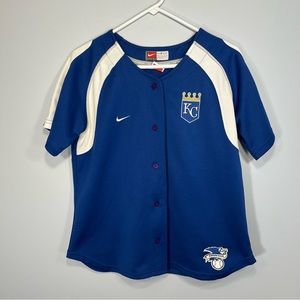 Kansas City Royals Jersey Youth Large 12-14 Blue Nike MLB Baseball Kids Boys